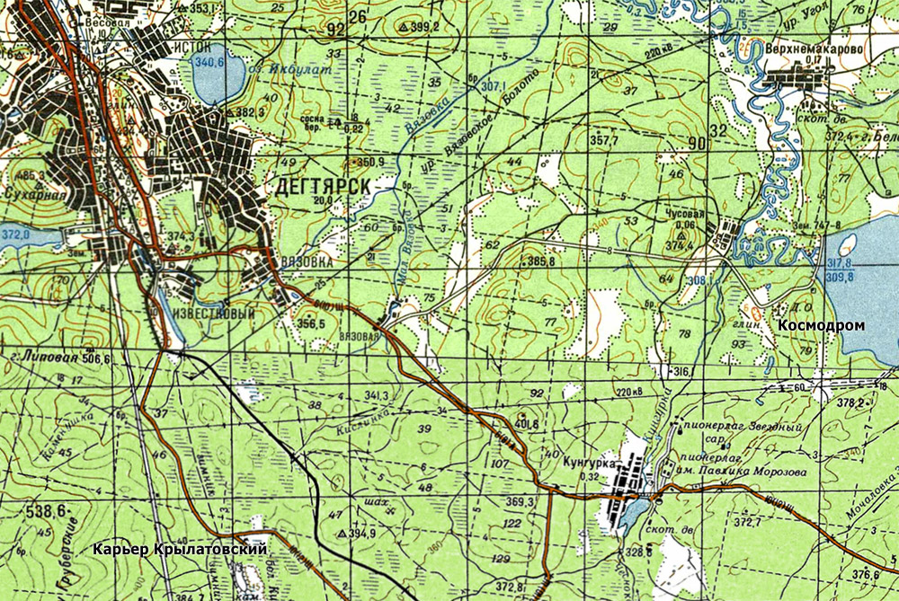 Карта Дегтярска и окрестностей